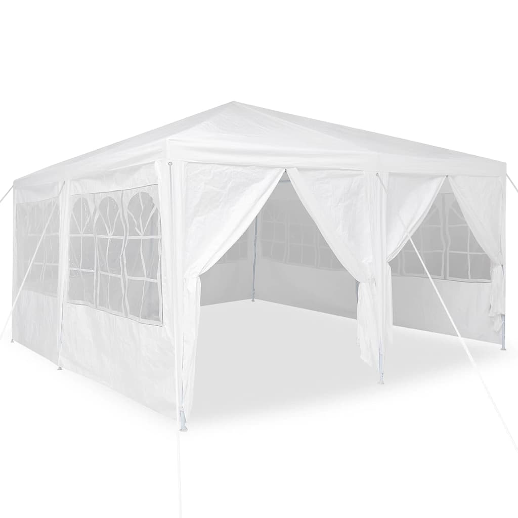 Tenda de petrecere , albă, cu 8 pereți laterali, 4x4 m din PE GartenMobel Dekor