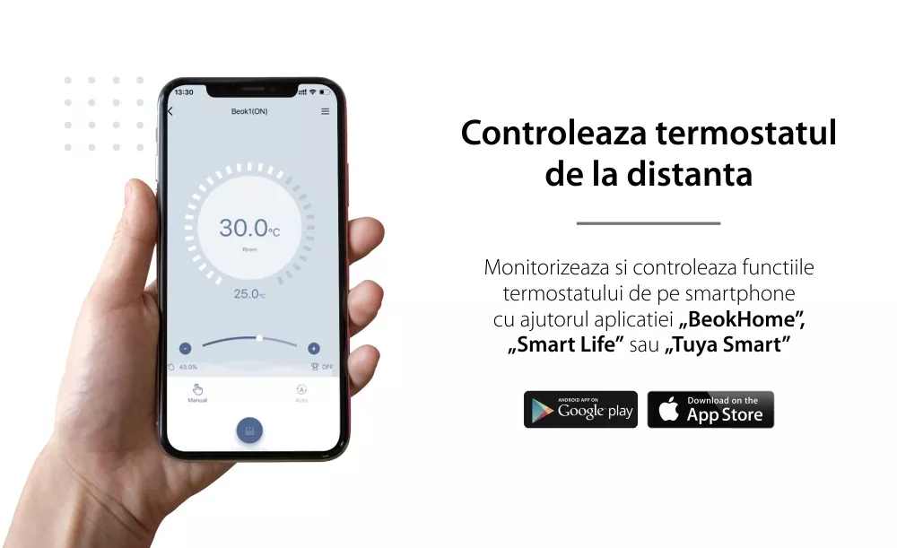 Termostat pentru incalzirea termica in pardoseala BeOk BOT306RF-WIFI-NR SmartElectro IntelligentHouse