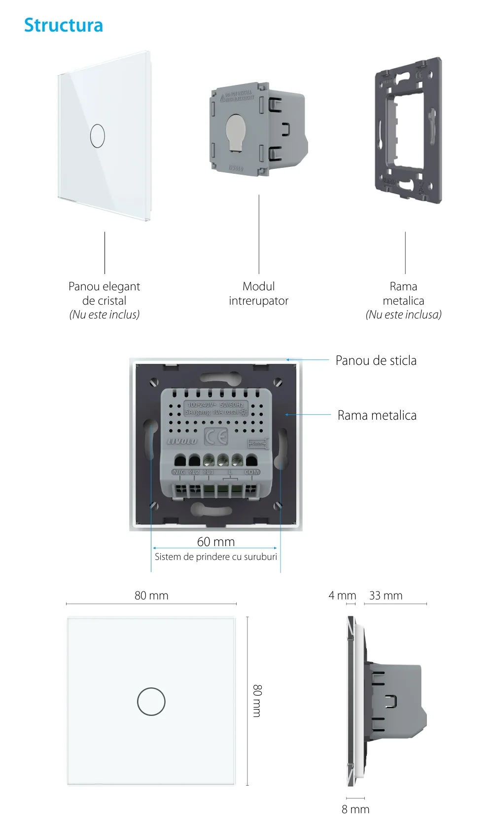Modul Intrerupator Simplu cu Timer si Touch LIVOLO – Serie Noua SmartElectro IntelligentHouse