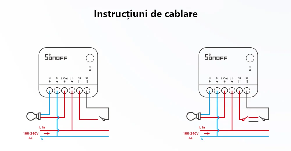 Releu inteligent Wi-Fi Sonoff Mini R4, 10A, 2300W, Programari, Control aplicatie SmartElectro IntelligentHouse