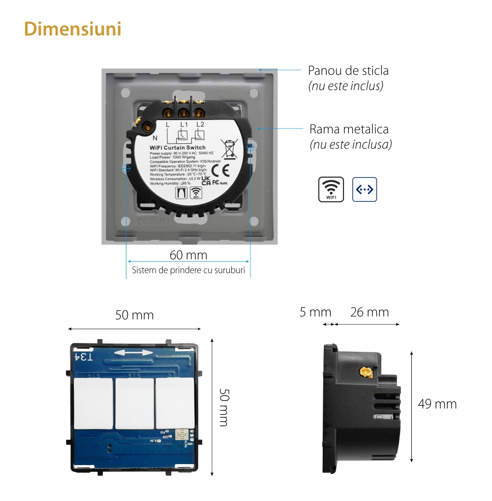 Modul Intrerupator Draperie Wi-Fi cu Touch LUXION SmartElectro IntelligentHouse