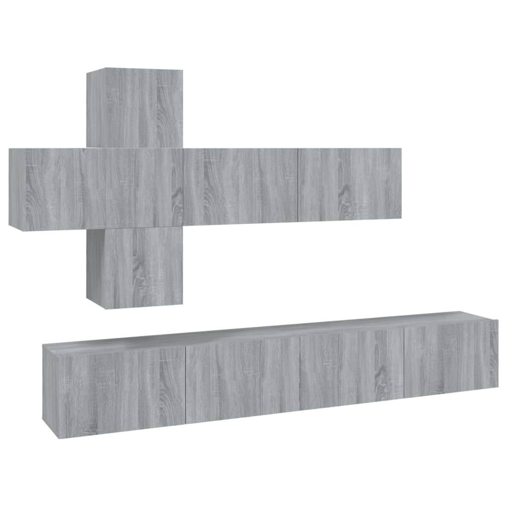 Set comode TV, 7 piese, gri sonoma, lemn compozit GartenMobel Dekor