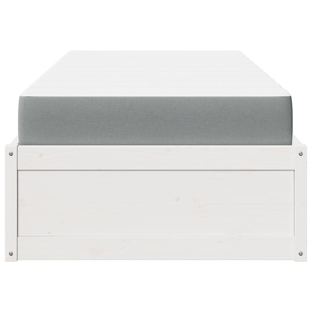 Pat cu saltea, alb, 100x200 cm, lemn masiv pin GartenMobel Dekor