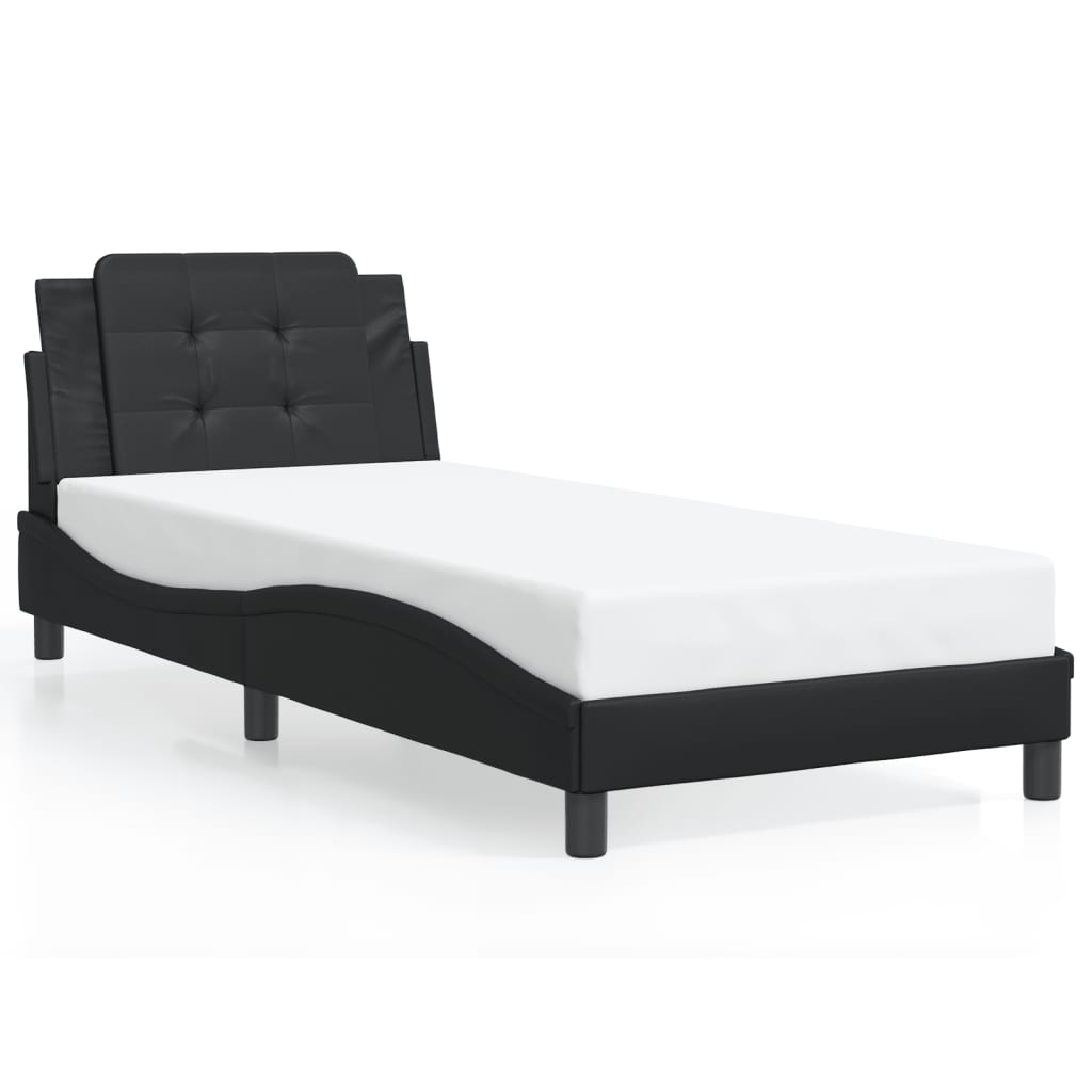 Cadru de pat cu tăblie, negru, 90x200 cm, piele ecologică GartenMobel Dekor
