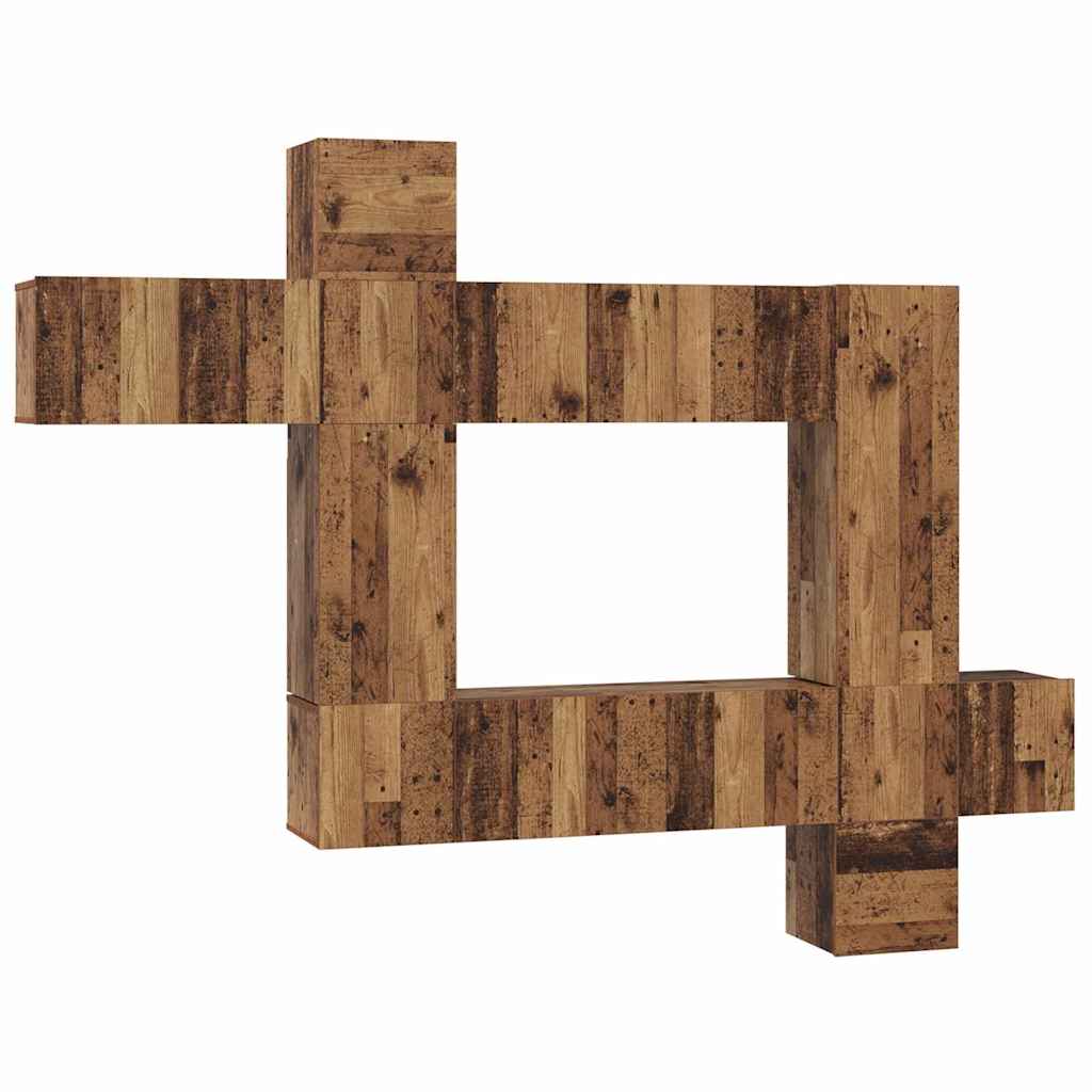 Set comodă TV 10 pcs Lemn vechi 30.5 x 30 x 90 cm Lemn compozit GartenMobel Dekor