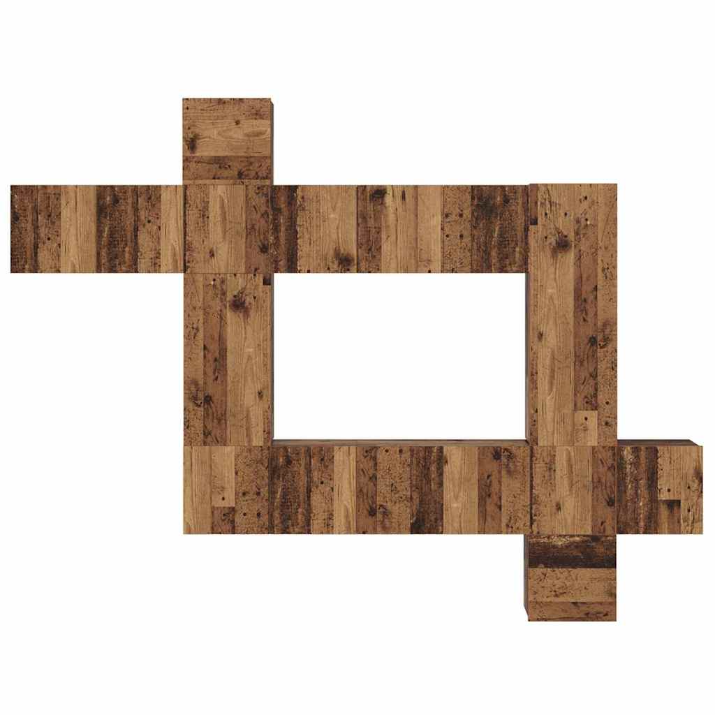 Set comodă TV 10 pcs Lemn vechi 30.5 x 30 x 90 cm Lemn compozit GartenMobel Dekor