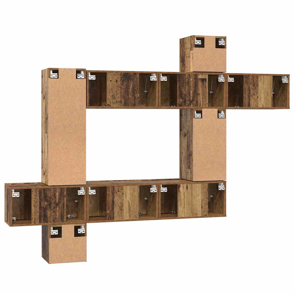 Set comodă TV 10 pcs Lemn vechi 30.5 x 30 x 90 cm Lemn compozit GartenMobel Dekor