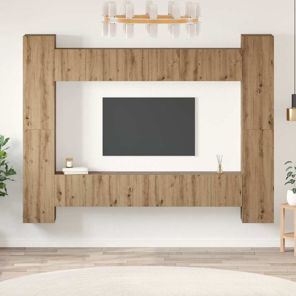 Set comodă TV 10 pcs stejar artizanal 30.5 x 30 x 90 cm GartenMobel Dekor