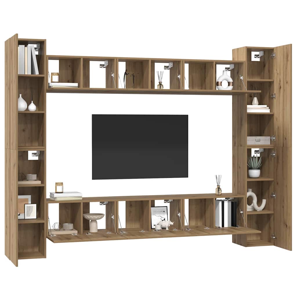 Set comodă TV 10 pcs stejar artizanal 30.5 x 30 x 90 cm GartenMobel Dekor