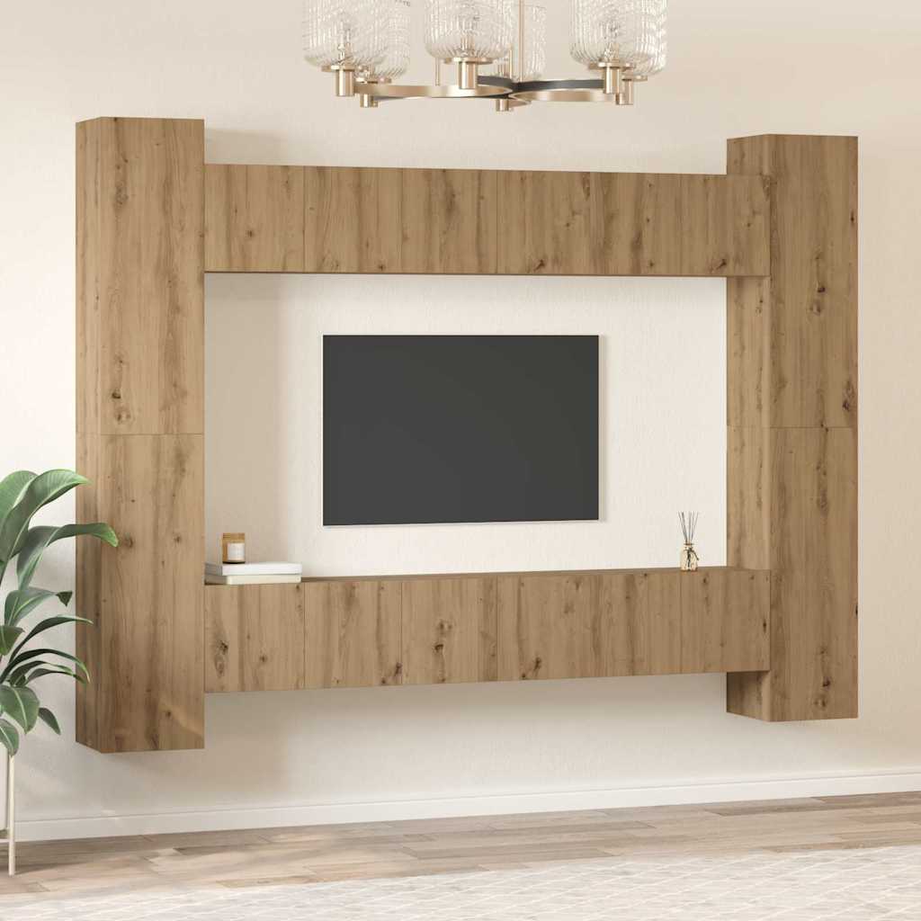 Set comodă TV 10 pcs stejar artizanal 30.5 x 30 x 90 cm GartenMobel Dekor