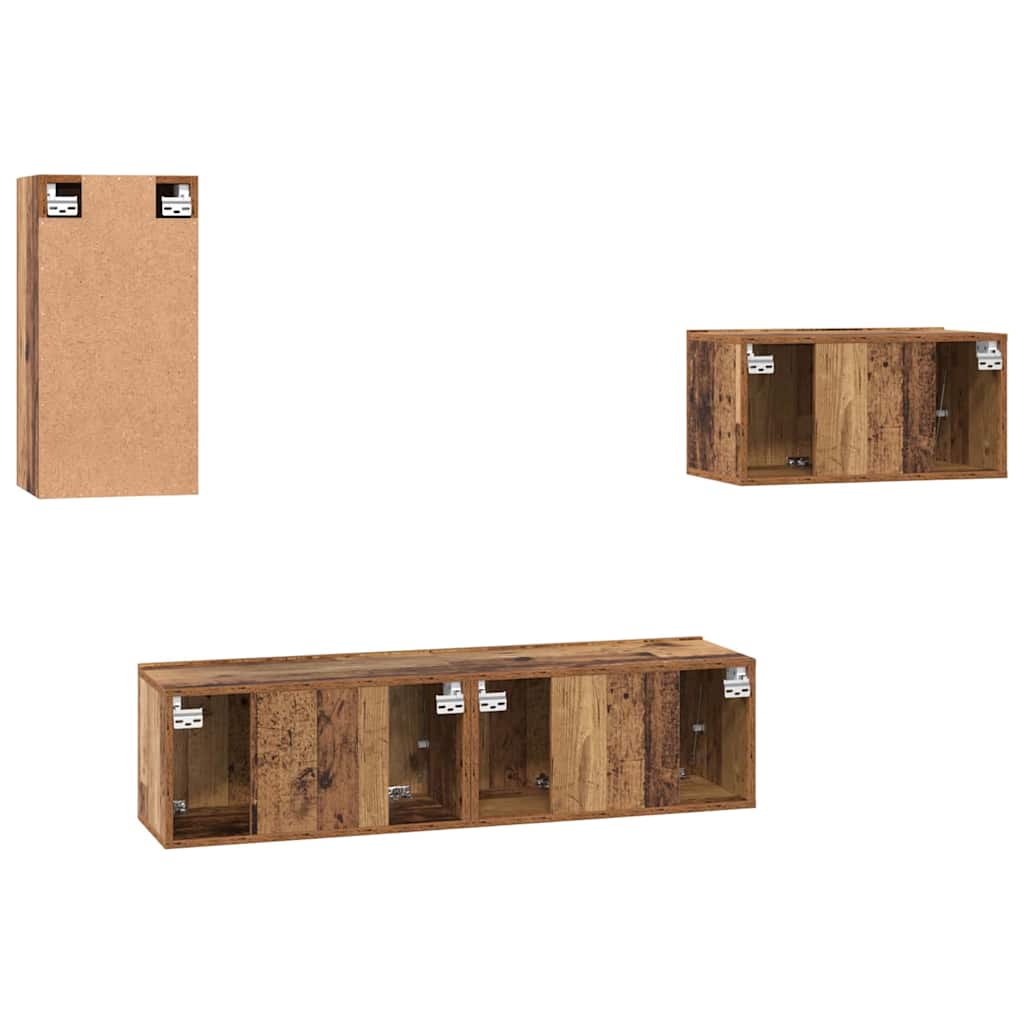 Set comodă TV 4 pcs Lemn vechi 30.5 x 30 x 60 cm Lemn compozit GartenMobel Dekor