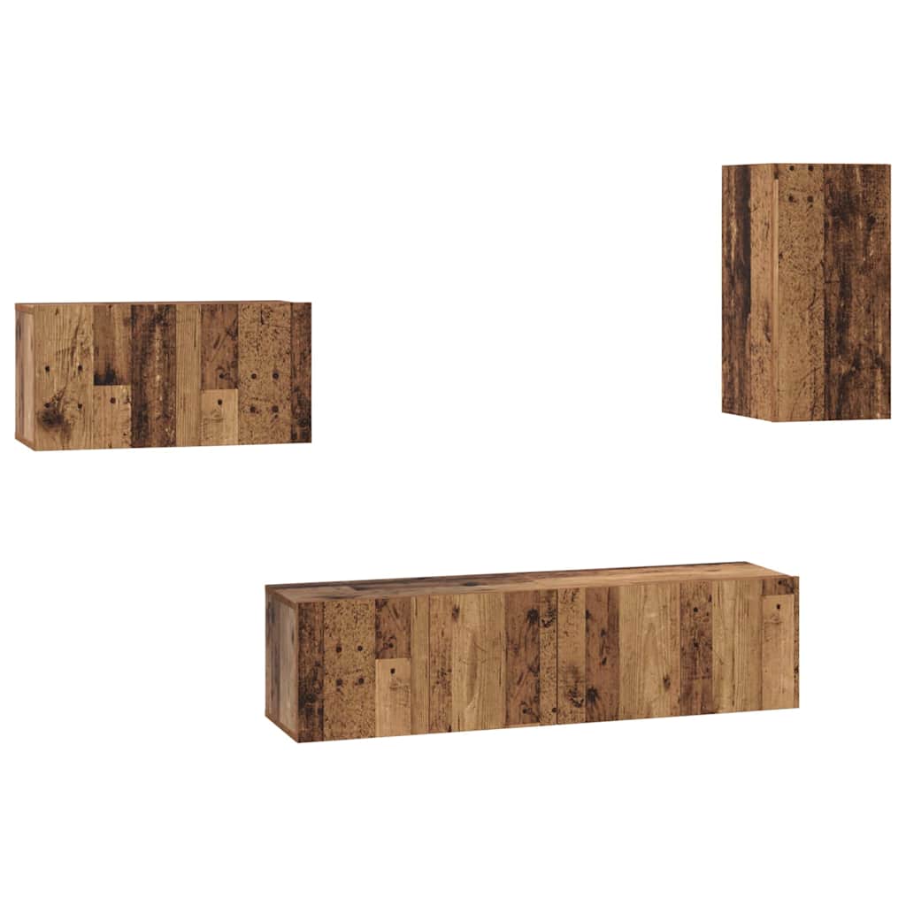 Set comodă TV 4 pcs Lemn vechi 30.5 x 30 x 60 cm Lemn compozit GartenMobel Dekor
