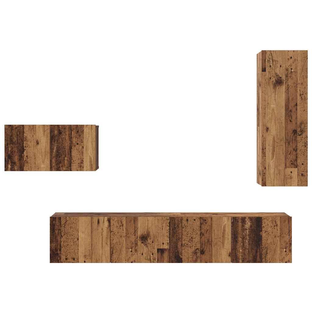 Set comodă TV 4 pcs Lemn vechi 30.5 x 30 x 90 cm Lemn compozit GartenMobel Dekor