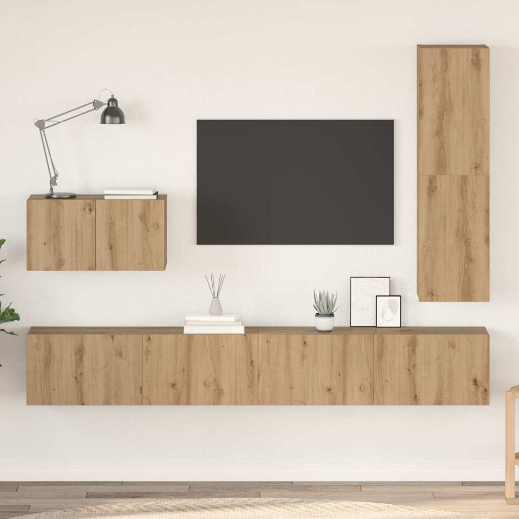 Set comodă TV 4 pcs stejar artizanal 30.5 x 30 x 110 cm GartenMobel Dekor