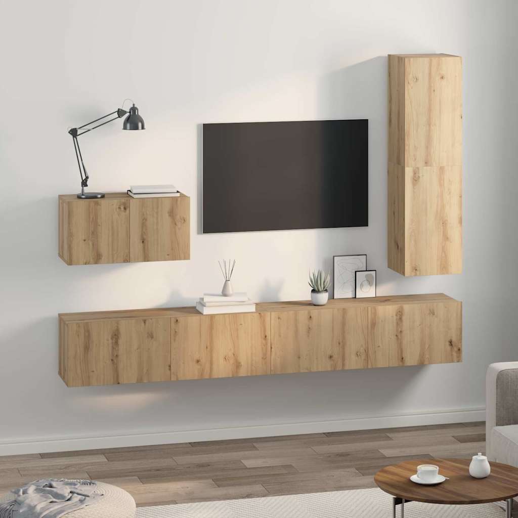 Set comodă TV 4 pcs stejar artizanal 30.5 x 30 x 110 cm GartenMobel Dekor