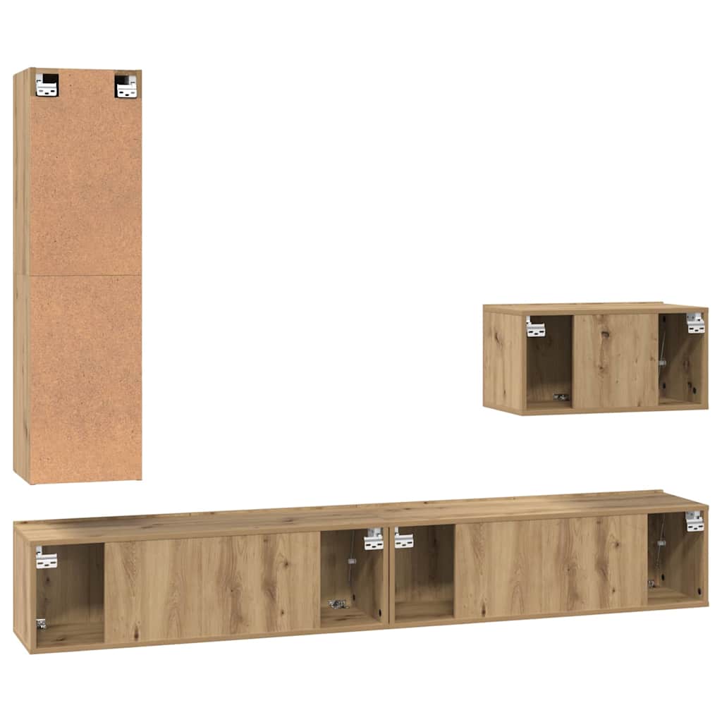Set comodă TV 4 pcs stejar artizanal 30.5 x 30 x 110 cm GartenMobel Dekor