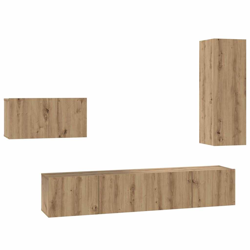 Set comodă TV 4 pcs stejar artizanal 30.5 x 30 x 90 cm GartenMobel Dekor
