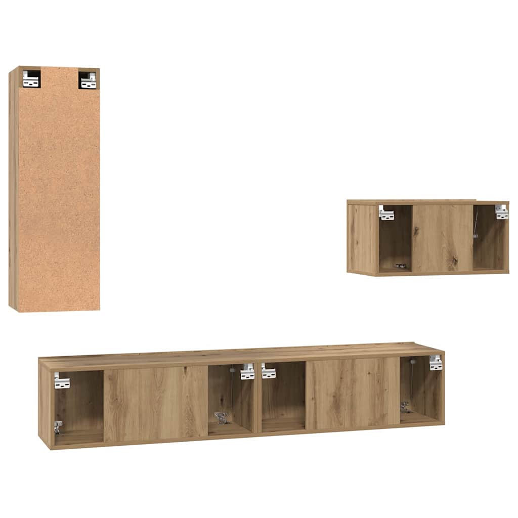 Set comodă TV 4 pcs stejar artizanal 30.5 x 30 x 90 cm GartenMobel Dekor