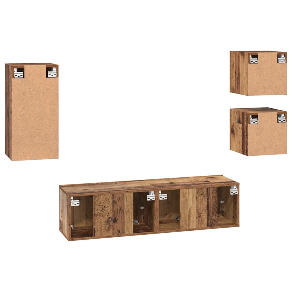 Set comodă TV 5 pcs Lemn vechi 30.5 x 30 x 60 cm Lemn compozit GartenMobel Dekor