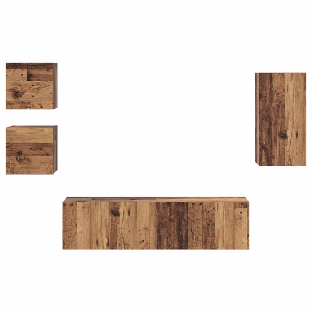 Set comodă TV 5 pcs Lemn vechi 30.5 x 30 x 60 cm Lemn compozit GartenMobel Dekor