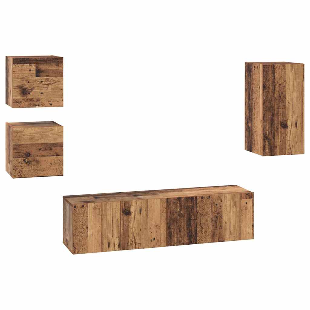 Set comodă TV 5 pcs Lemn vechi 30.5 x 30 x 60 cm Lemn compozit GartenMobel Dekor