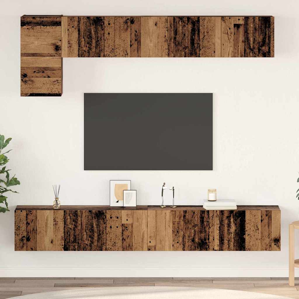 Set comodă TV 5 pcs Lemn vechi Mediu 100 cm x 30 cm x 30 cm GartenMobel Dekor