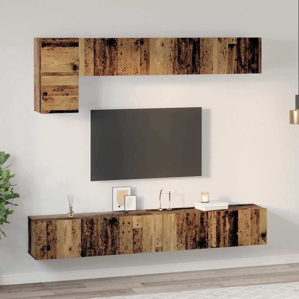 Set comodă TV 5 pcs Lemn vechi Mediu 100 cm x 30 cm x 30 cm GartenMobel Dekor