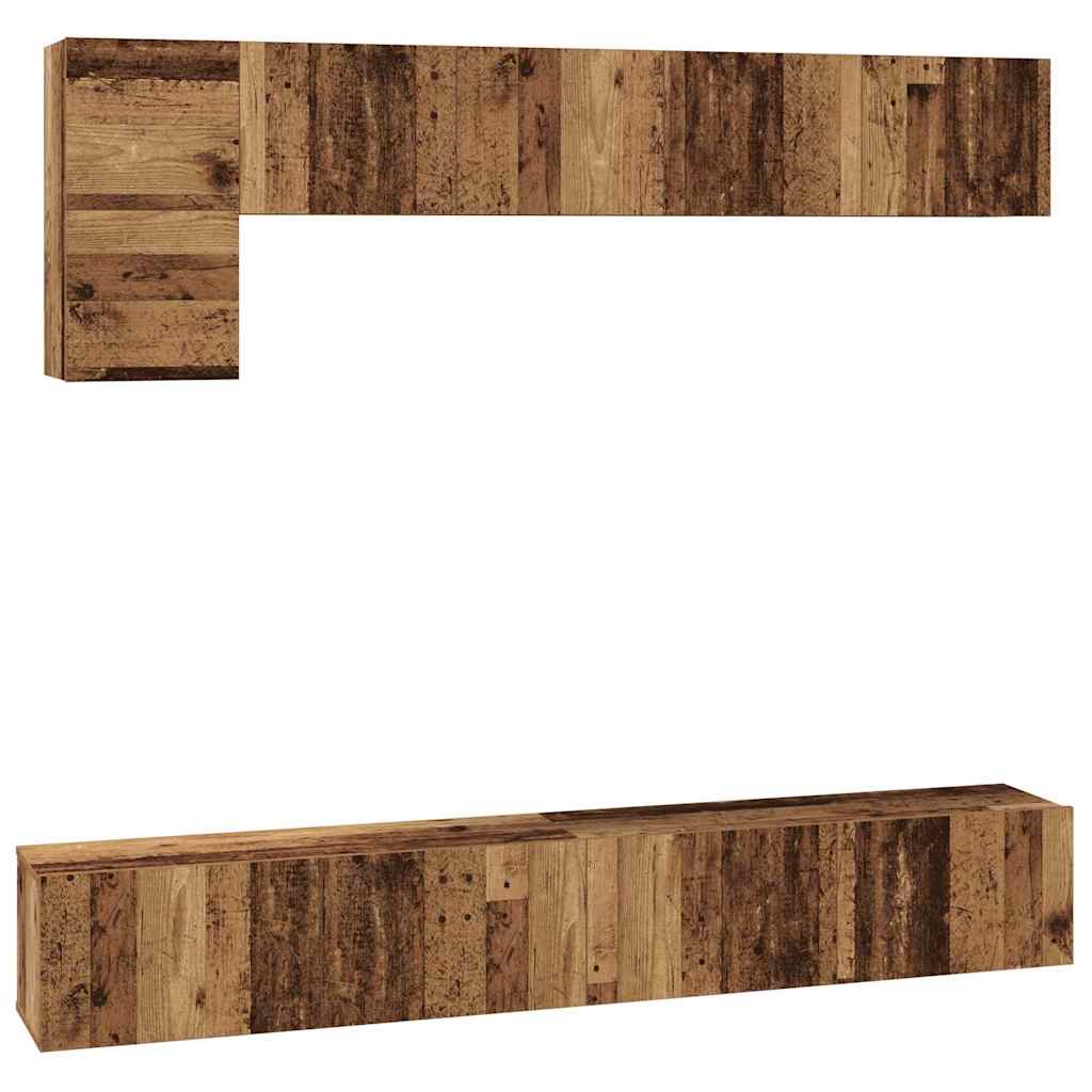 Set comodă TV 5 pcs Lemn vechi Mediu 100 cm x 30 cm x 30 cm GartenMobel Dekor