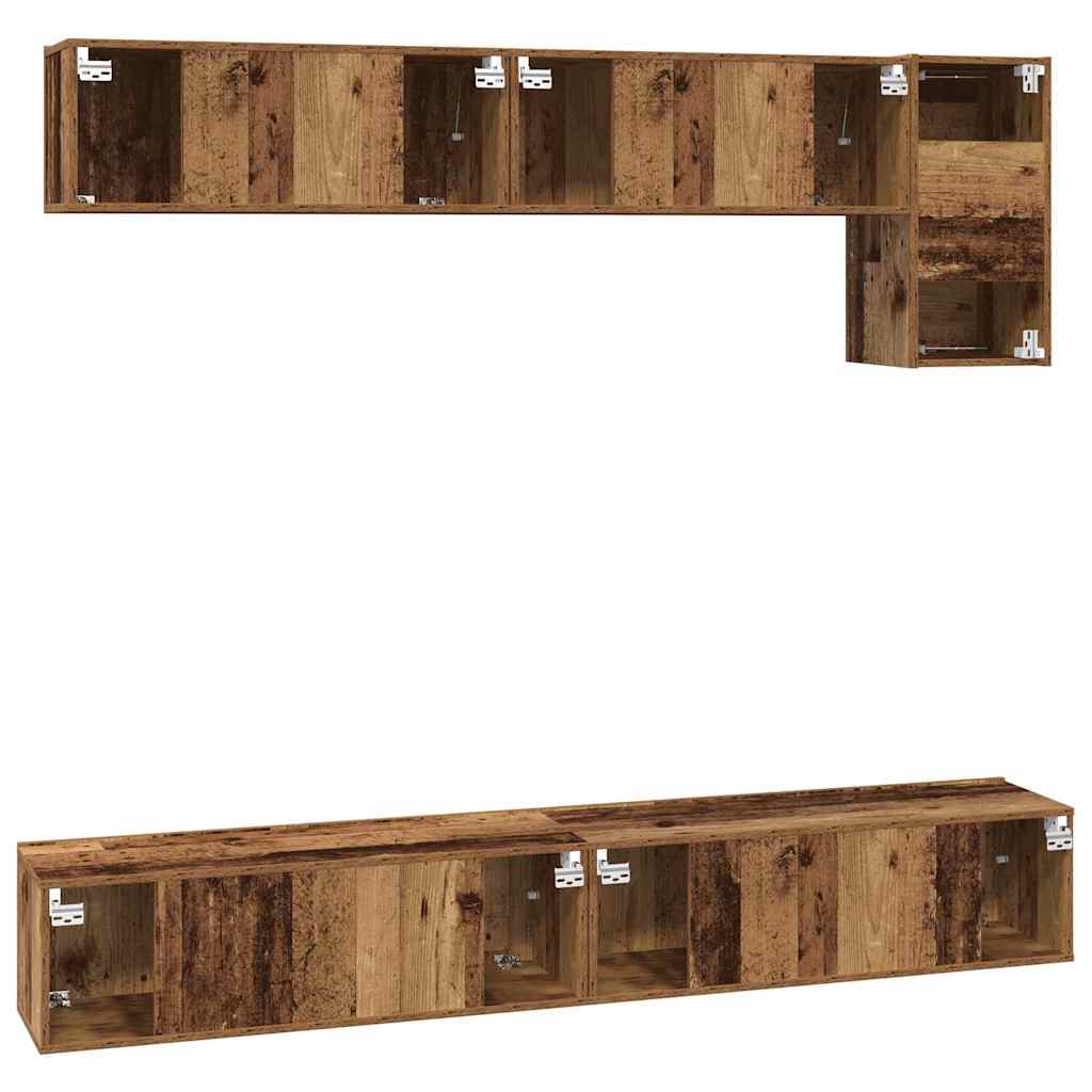 Set comodă TV 5 pcs Lemn vechi Mediu 100 cm x 30 cm x 30 cm GartenMobel Dekor