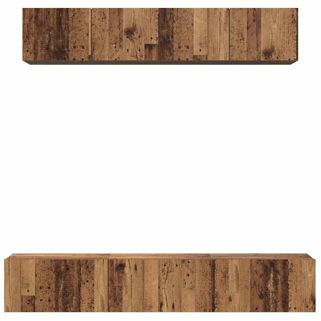Set comodă TV 5 pcs Lemn vechi Standard Mediu Lemn compozit GartenMobel Dekor