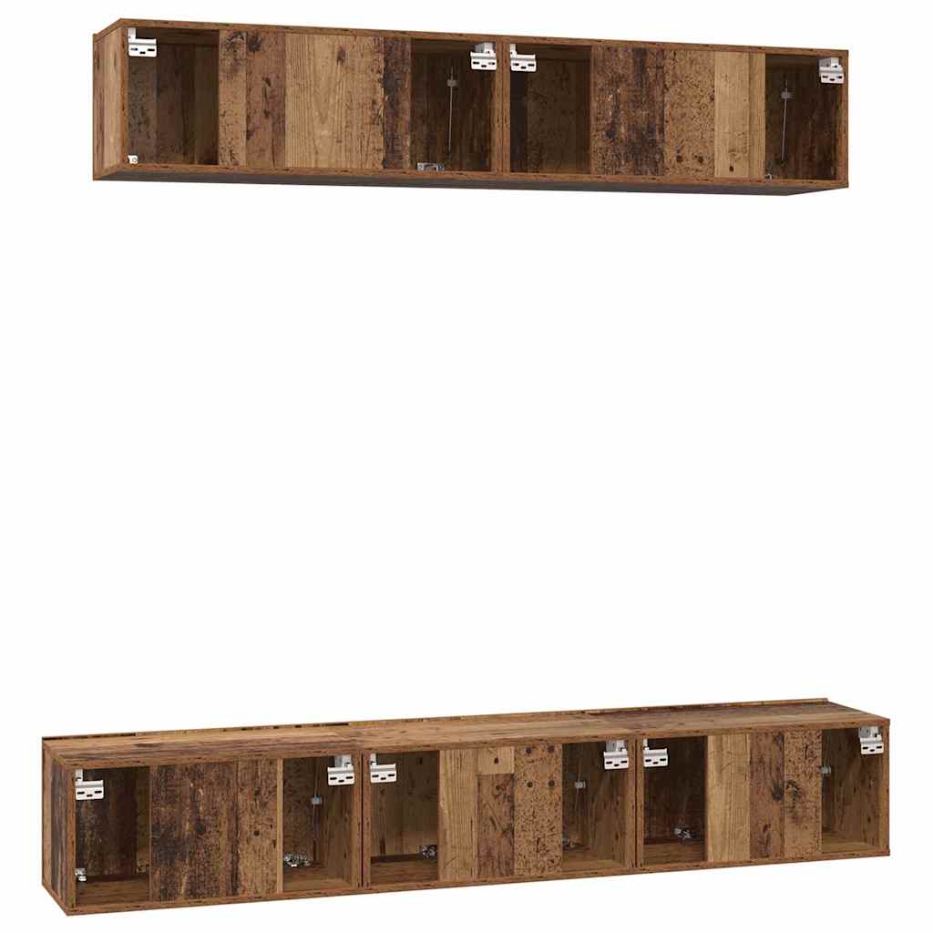 Set comodă TV 5 pcs Lemn vechi Standard Mediu Lemn compozit GartenMobel Dekor