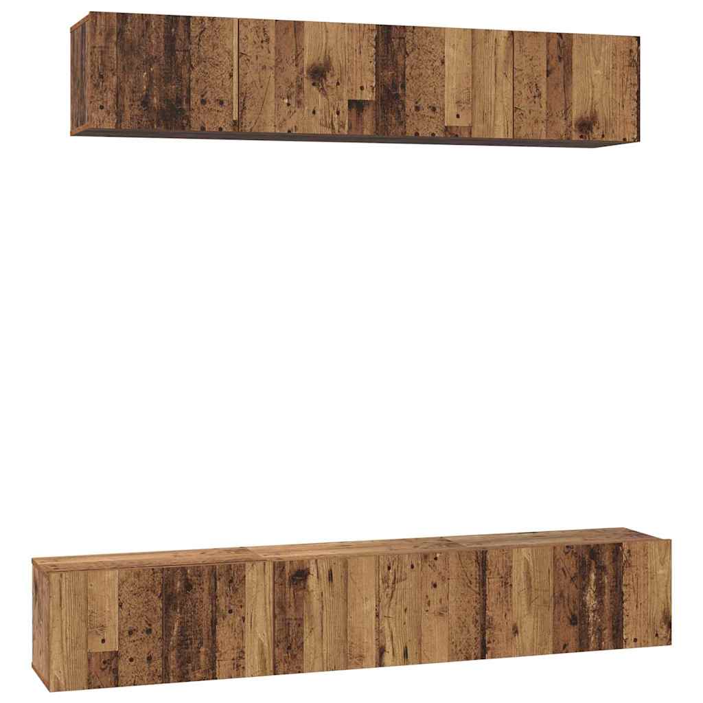 Set comodă TV 5 pcs Lemn vechi Standard Mediu Lemn compozit GartenMobel Dekor