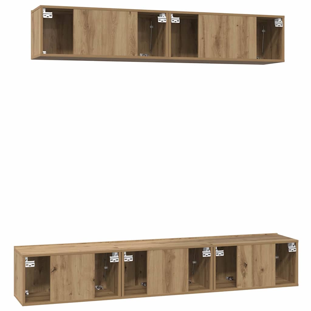 Set comodă TV 5 pcs stejar artizanal Mediu Lemn compozit GartenMobel Dekor