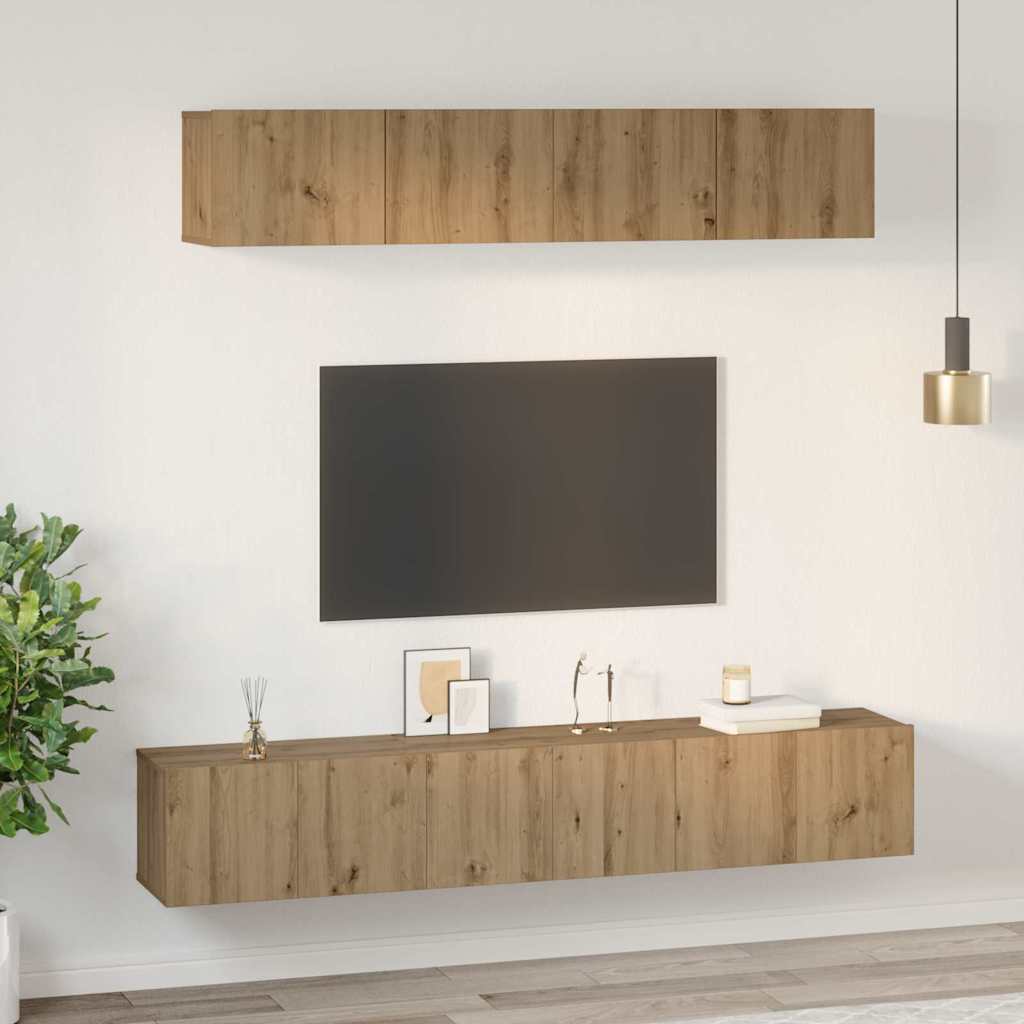 Set comodă TV 5 pcs stejar artizanal Mediu Lemn compozit GartenMobel Dekor
