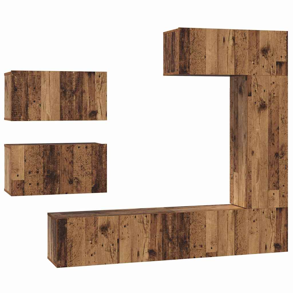 Set comodă TV 6 pcs Lemn vechi 30.5 x 30 x 90 cm Lemn compozit GartenMobel Dekor