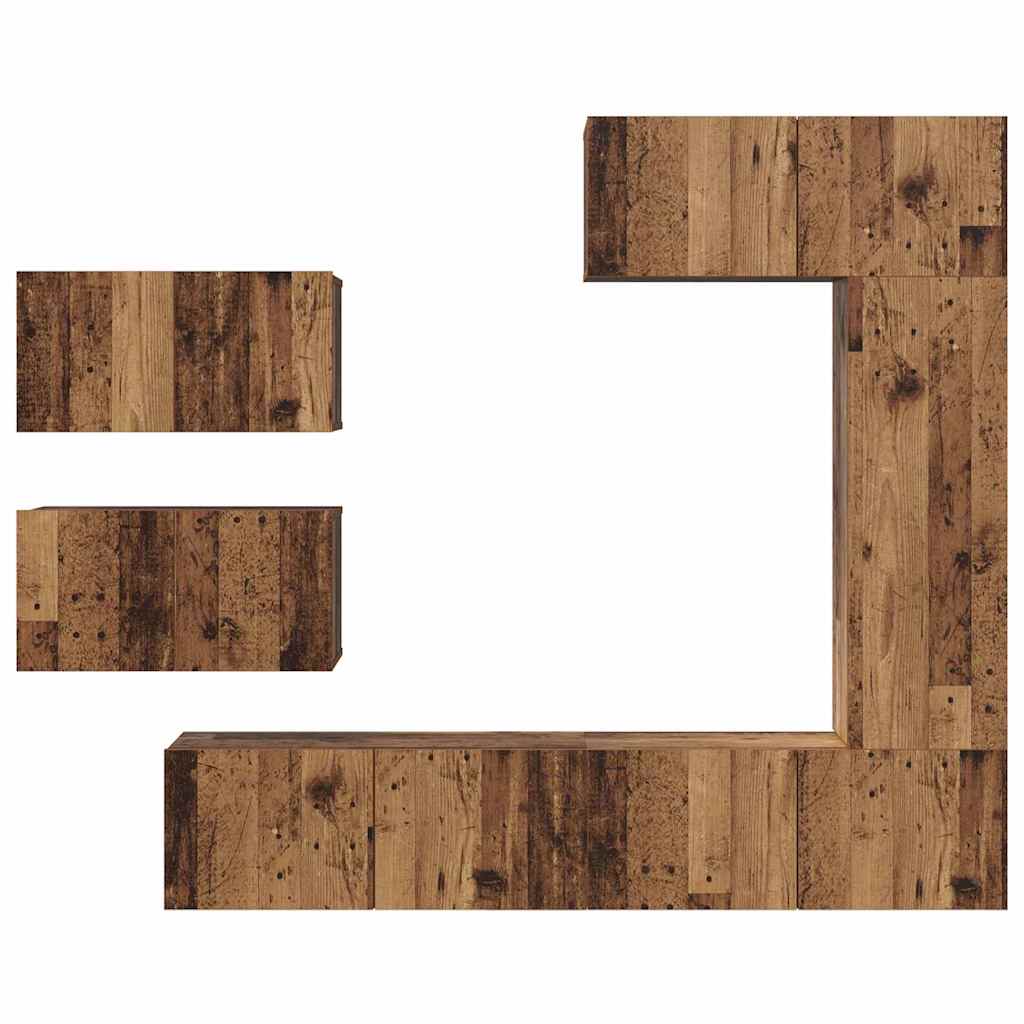 Set comodă TV 6 pcs Lemn vechi 30.5 x 30 x 90 cm Lemn compozit GartenMobel Dekor