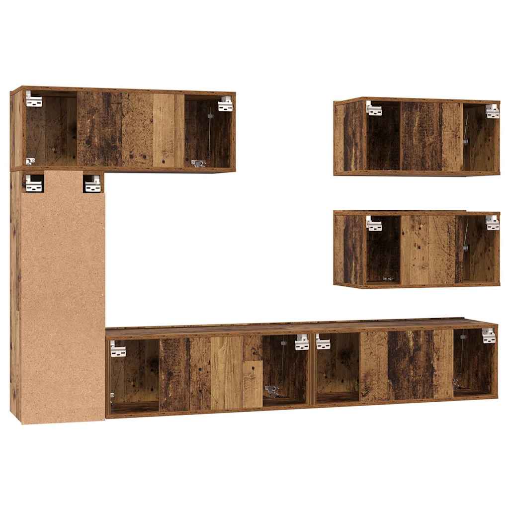 Set comodă TV 6 pcs Lemn vechi 30.5 x 30 x 90 cm Lemn compozit GartenMobel Dekor