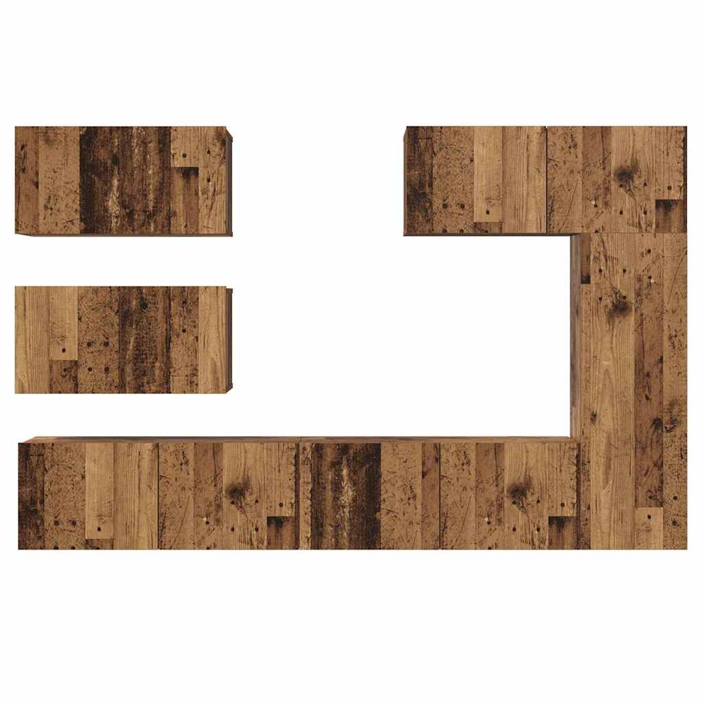 Set comodă TV 6 pcs Lemn vechi 30.5 x 30 x 90 cm Lemn compozit GartenMobel Dekor
