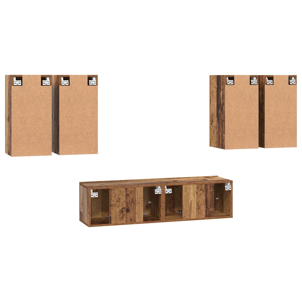 Set comodă TV 6 pcs Lemn vechi 60 x 30 x 30 cm Lemn compozit GartenMobel Dekor