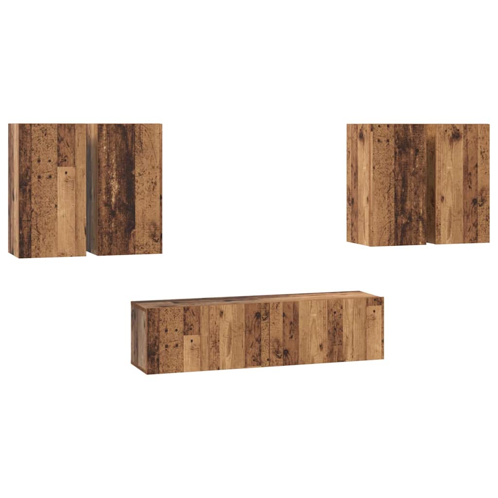 Set comodă TV 6 pcs Lemn vechi 60 x 30 x 30 cm Lemn compozit GartenMobel Dekor