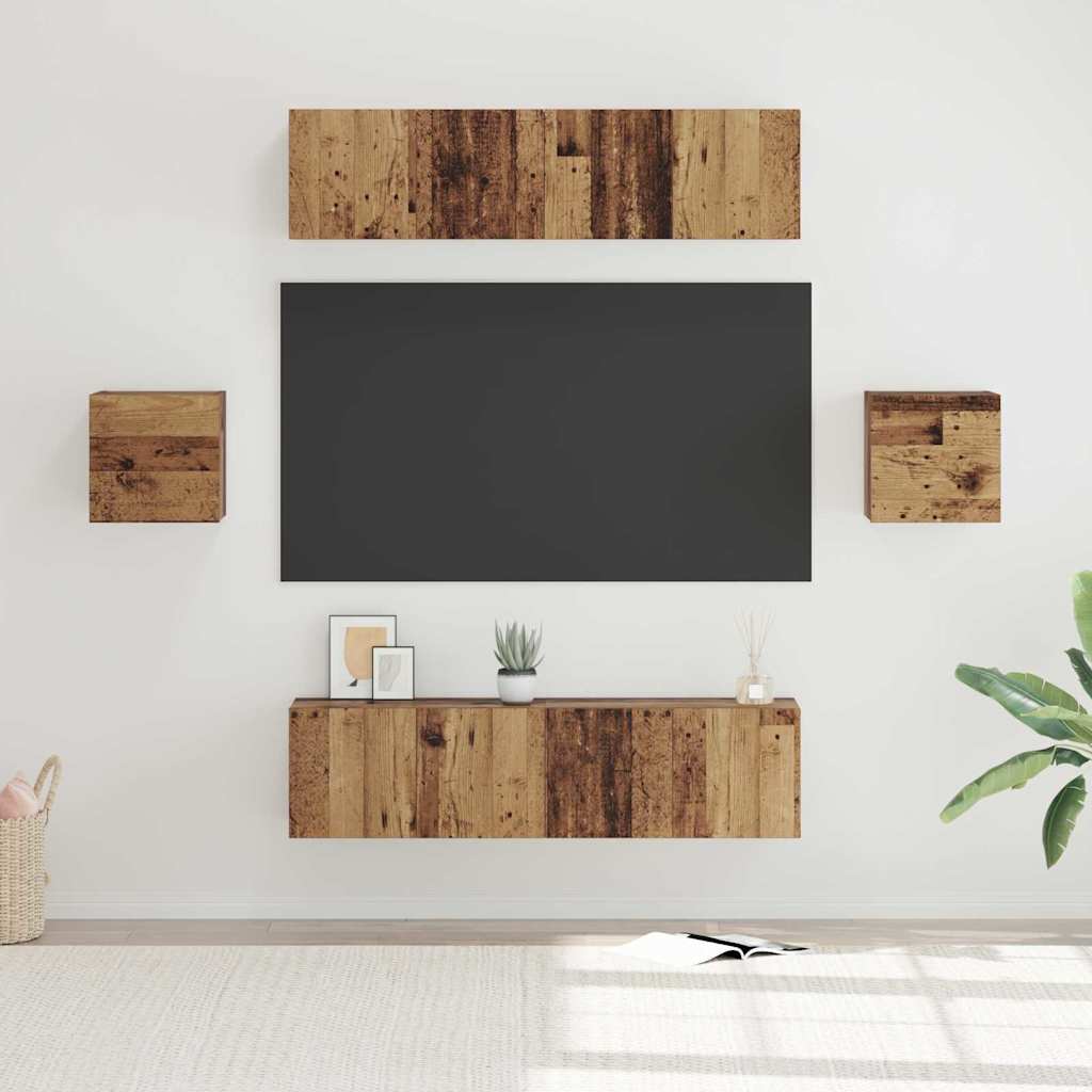 Set comodă TV 6 pcs Lemn vechi Mediu 30.5 x 30 x 30 cm GartenMobel Dekor