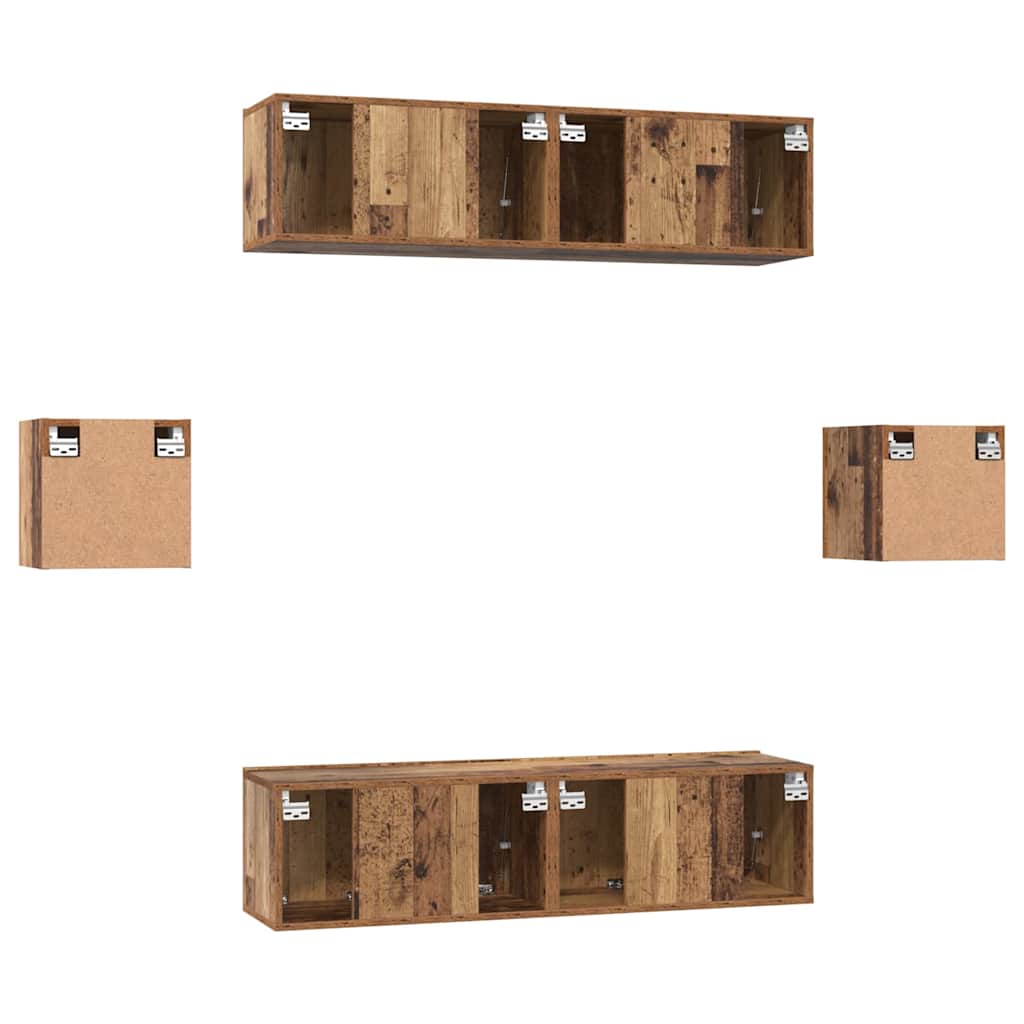 Set comodă TV 6 pcs Lemn vechi Mediu 30.5 x 30 x 30 cm GartenMobel Dekor
