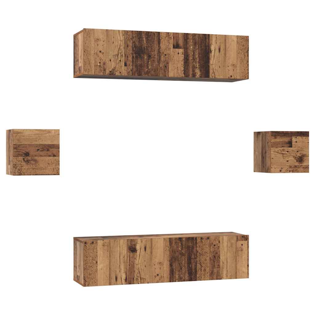 Set comodă TV 6 pcs Lemn vechi Mediu 30.5 x 30 x 30 cm GartenMobel Dekor