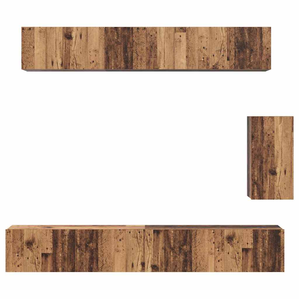 Set comodă TV 6 pcs Lemn vechi Standard Mediu Lemn compozit GartenMobel Dekor
