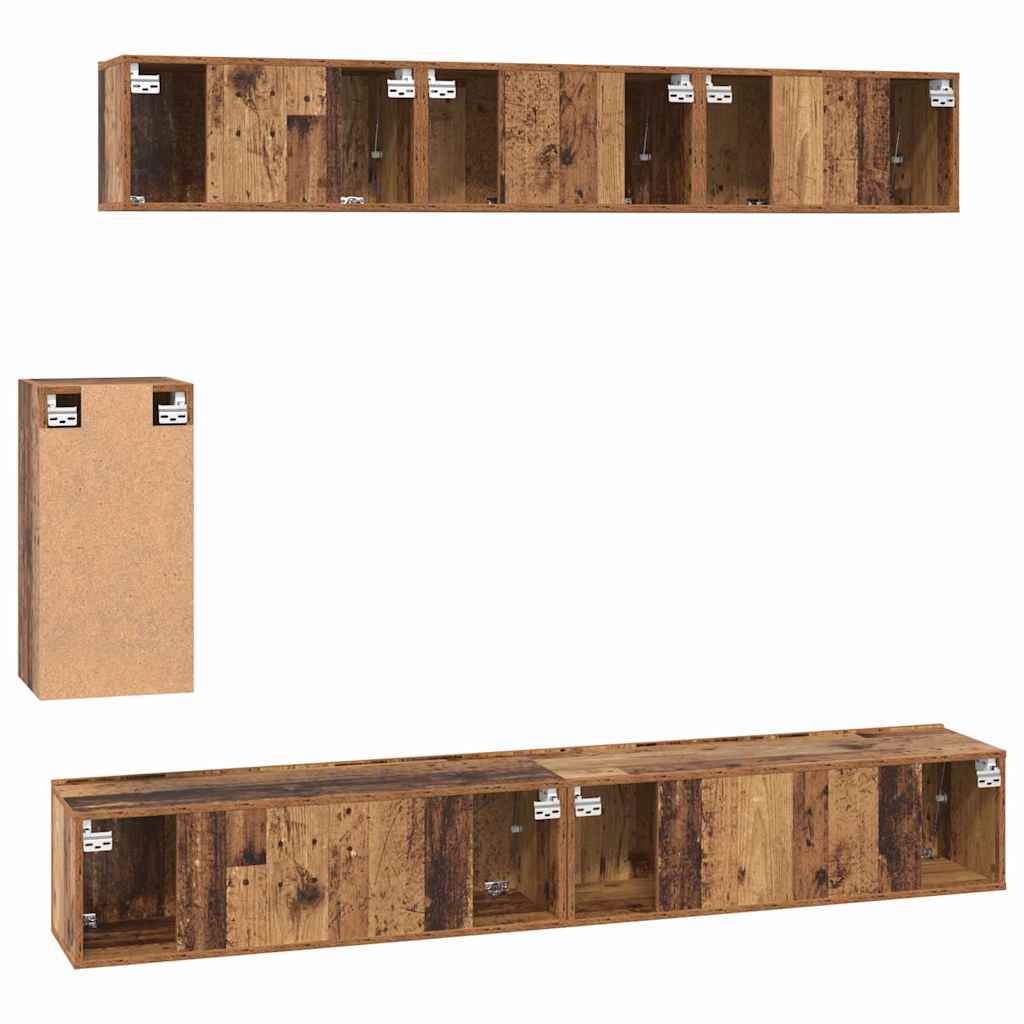 Set comodă TV 6 pcs Lemn vechi Standard Mediu Lemn compozit GartenMobel Dekor