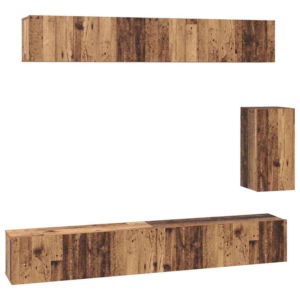 Set comodă TV 6 pcs Lemn vechi Standard Mediu Lemn compozit GartenMobel Dekor