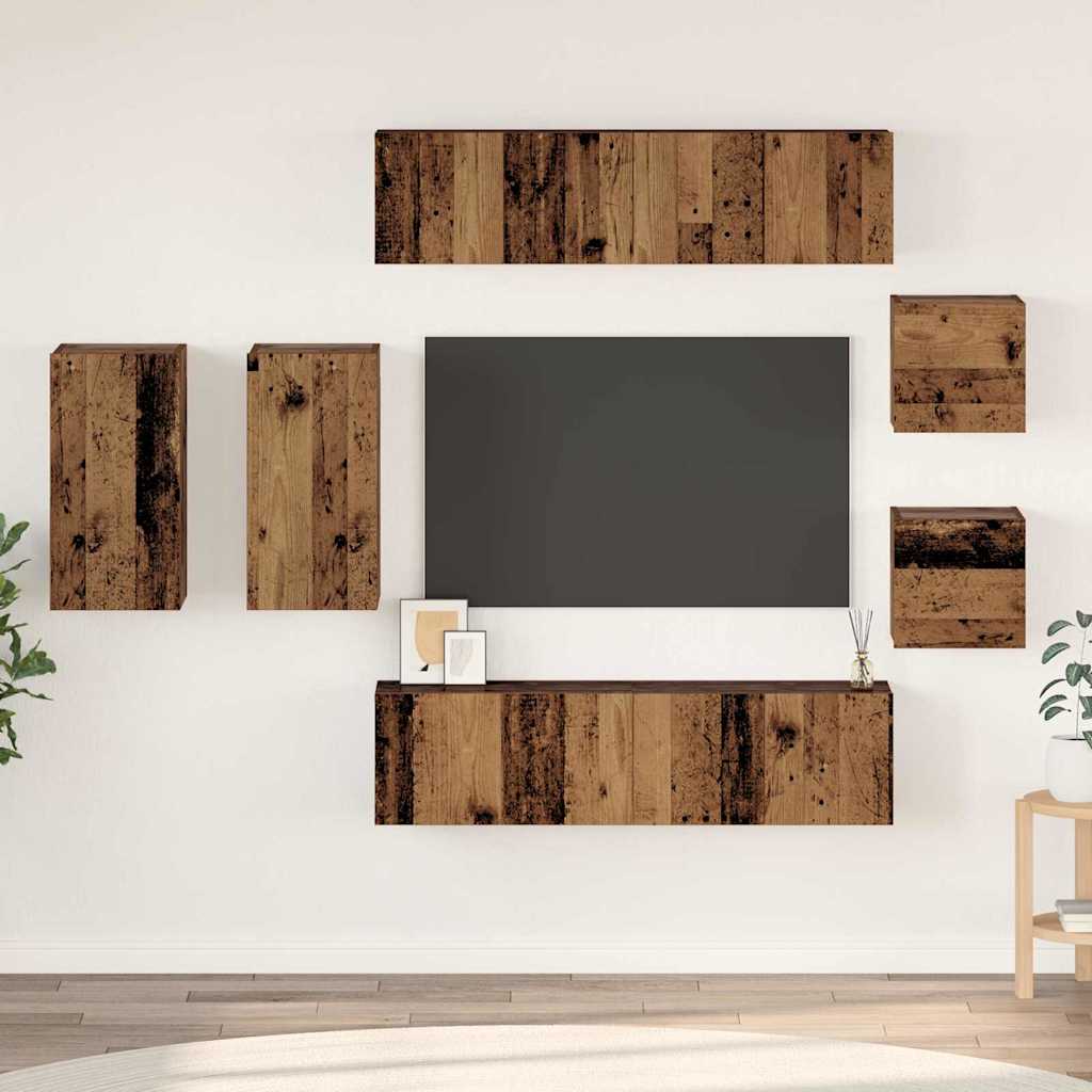 Set comodă TV 8 pcs Lemn vechi 30.5 x 30 x 60 cm Lemn compozit GartenMobel Dekor
