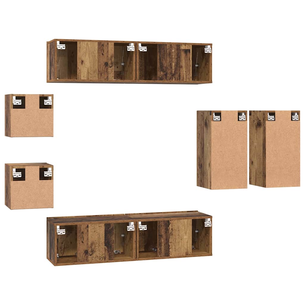 Set comodă TV 8 pcs Lemn vechi 30.5 x 30 x 60 cm Lemn compozit GartenMobel Dekor