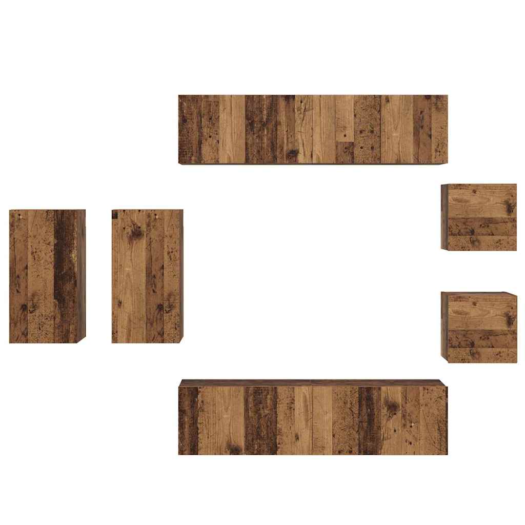 Set comodă TV 8 pcs Lemn vechi 30.5 x 30 x 60 cm Lemn compozit GartenMobel Dekor