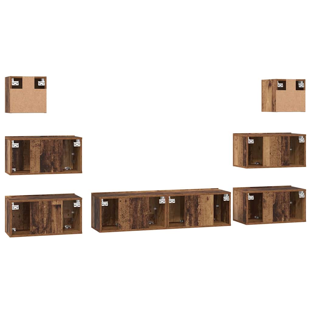 Set comodă TV 8 pcs Lemn vechi 60 x 30 x 30 cm Lemn compozit GartenMobel Dekor